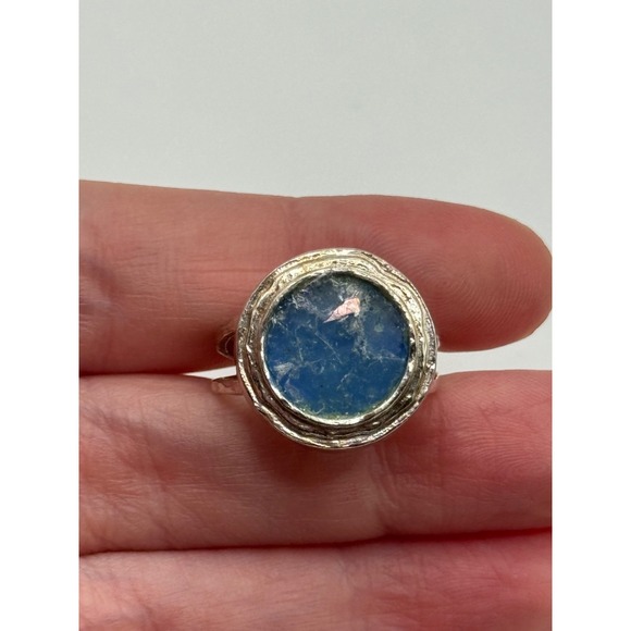 Estate Jewelry - Luli‎ Hamersztein Sterling Silver Roman Glass Ring Size 7